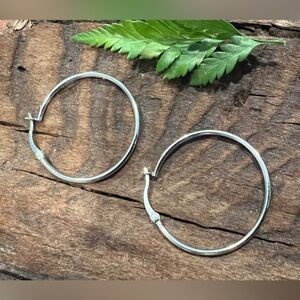Artisan Sterling Silver 925 Earrings Hoops 3 cms Diameter Silver Tubes Latch